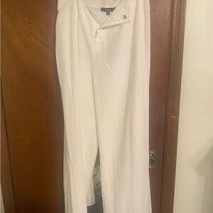 Lulu's White Wide Leg Pants with Textured Fabric